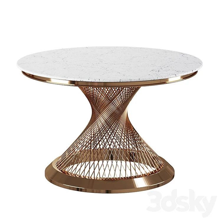 Garda Decor DINING TABLE ROUND ARTIFICIAL MARBLE / GOLD